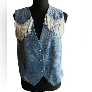 Vest with Fringe Handmade Denim look with Fringe l L l